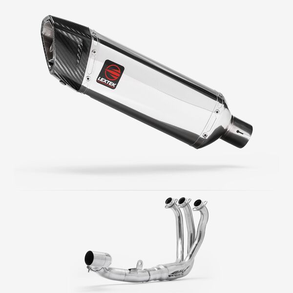 Lextek Polished Stainless Steel SP4 300mm Exhaust System for Yamaha Tracer 9 GT 2021-2024