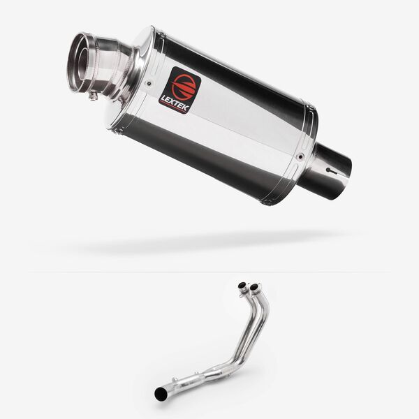 Lextek Chrome Stainless Steel OP4 200mm Exhaust System for Kawasaki Ninja 650 2017-2024