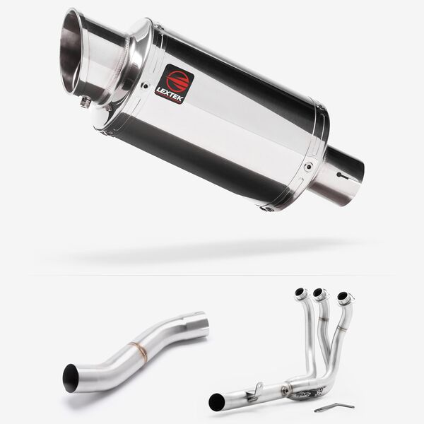 Lextek Polished Stainless Steel YP4 200mm High Level Full system for Yamaha MT-09 2024-2026