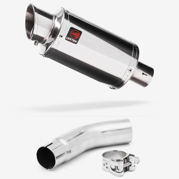 Lextek YP4 S/Steel Stubby Exhaust 200mm with Link Pipe for Suzuki GSR750 (11-16)