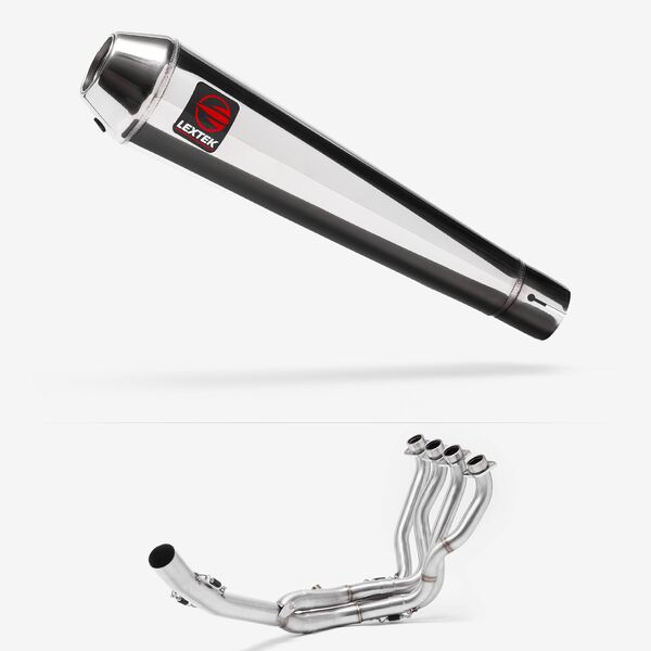 Lextek Polished Stainless Steel AC1 350mm Exhaust System for Suzuki GSXR 1000 (17-24)