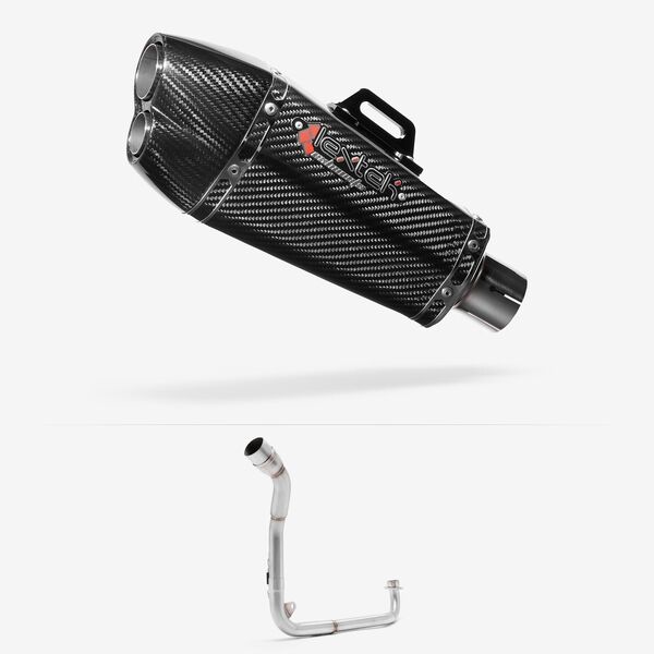 Lextek Carbon Fibre XP13C Exhaust System 210mm Single Underseat for Honda MSX Grom 125 (13-16)