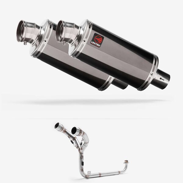 Lextek Dark Tint Stainless Steel OP16 Full Exhaust System 250mm Twin Underseat