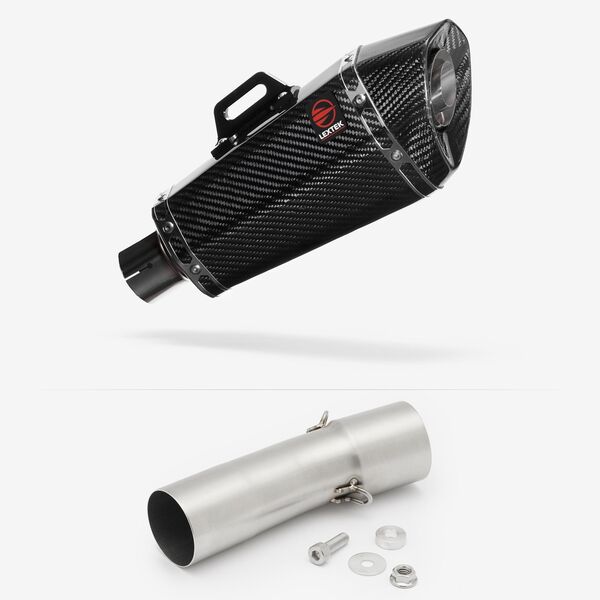 Lextek Carbon Fibre XP8C Exhaust 210mm with Link Pipe for BMW F 800 R (08-19)