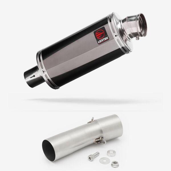 Lextek OP16 Dark Tint Stainless Exhaust 250mm with Link Pipe for BMW F 800 R (08-19)