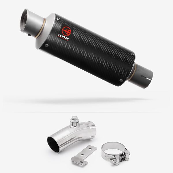 Lextek Carbon Fibre GP8C GP Stubby Exhaust 240mm with Link Pipe for Kawasaki ER-6N ER-6F (06-11)