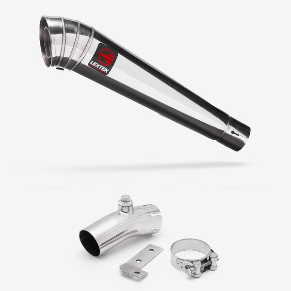 Lextek Stainless Steel MP4 Megaphone Exhaust 300mm with Link Pipe for Kawasaki ER-6N ER-6F (06-11)