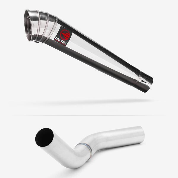 Lextek Polished Stainless Steel MP4 300mm Exhaust with Brushed Link Pipe for Kawasaki Z800 (13-16)