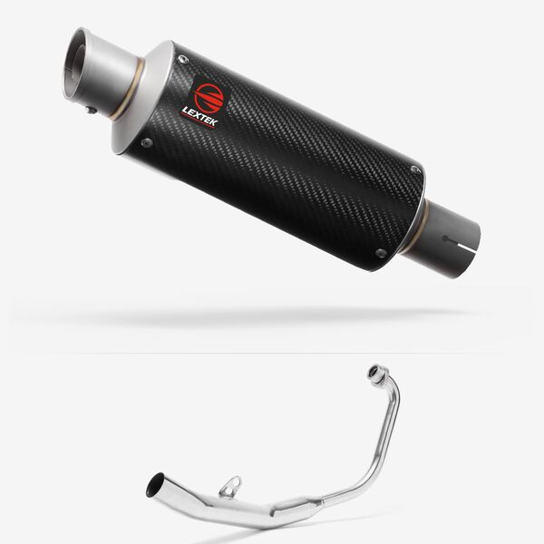 Lextek Carbon Fibre GP8C GP Stubby Exhaust System 240mm for Honda CBR 125 R (11-19)