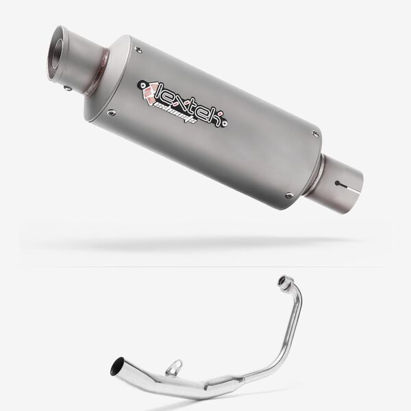 Lextek GP1 Matt S/Steel GP Stubby Exhaust System 240mm for Honda CBR 125 R (11-19)