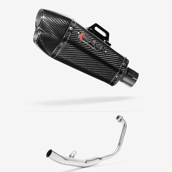 Lextek XP13C Carbon Fibre Exhaust System 210mm for Honda CBR 125 R (11-19)