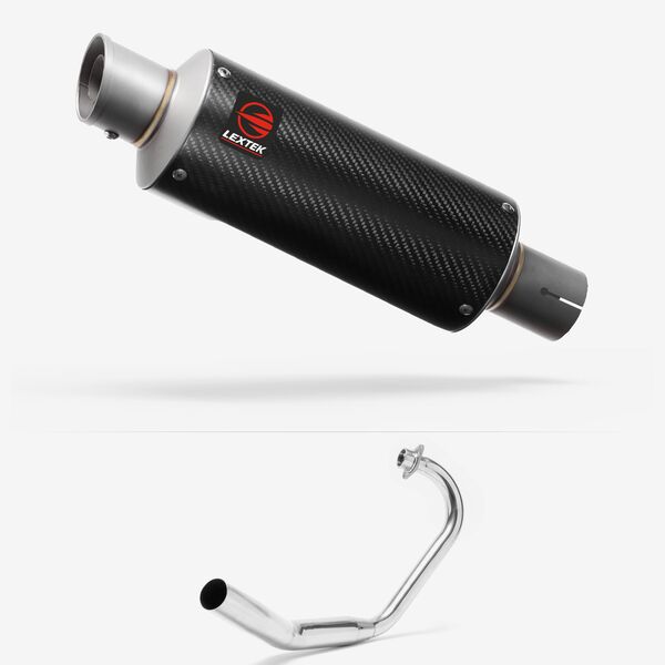 Lextek Carbon Fibre GP8C GP Stubby Exhaust System 240mm for Honda CBF 125 (08-16)