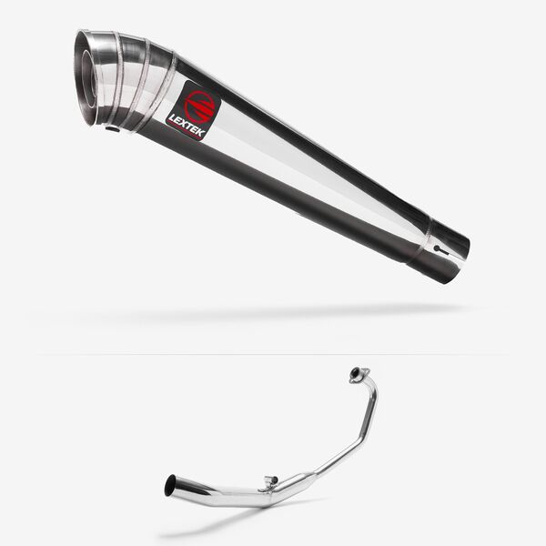 Lextek Stainless Steel MP4 Megaphone Exhaust System 300mm for Honda CBR 125 R (04-10)