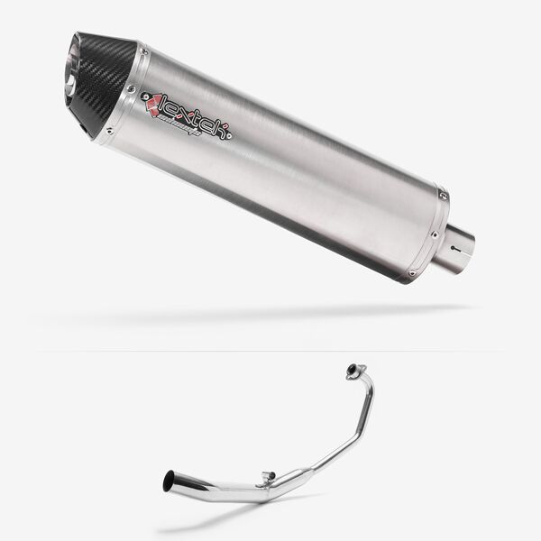 Lextek RP1 Gloss S/Steel Oval Exhaust System 400mm for Honda CBR 125 R (04-10)