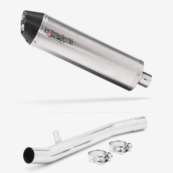 Lextek Stainless Steel RP1 Gloss Oval Exhaust 400mm with Link Pipe
