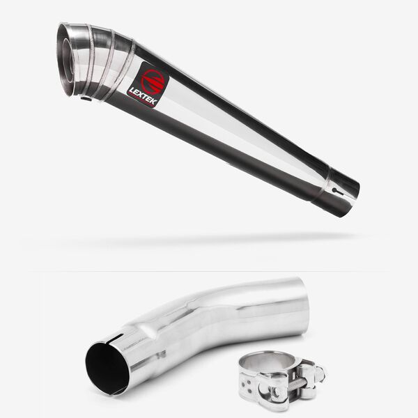 Lextek Stainless Steel MP4 Megaphone Exhaust 300mm with Link Pipe for Suzuki GSR750 (11-16)