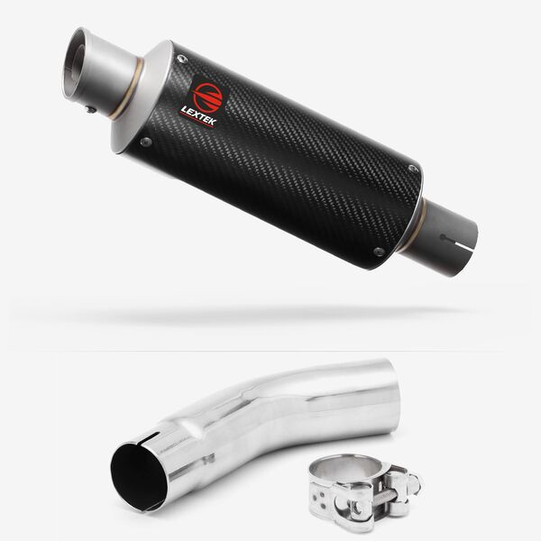 Lextek Carbon Fibre GP8C GP Stubby Exhaust 240mm with Link Pipe for Suzuki GSR750 (11-16)