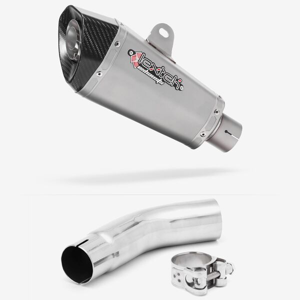 Lextek Stainless Steel XP10 Matt Exhaust 210mm with Link Pipe for Suzuki GSR750 (11-16)