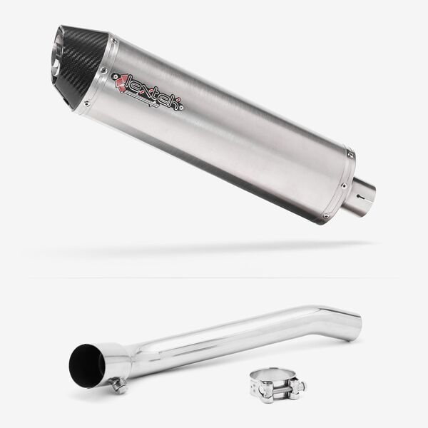 Lextek Stainless Steel RP1 Gloss Oval Exhaust 400mm with Link Pipe for Suzuki GSXR 1000 (07-08)
