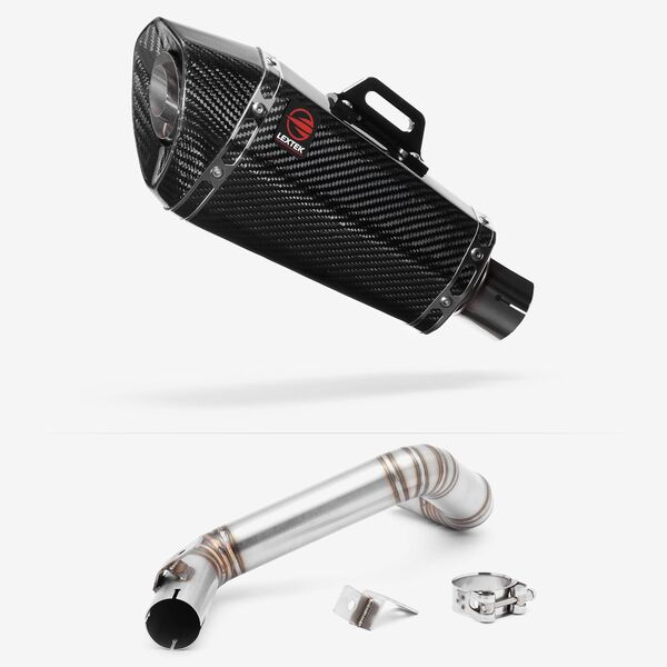 Lextek Carbon Fibre XP8C Exhaust 210mm with Link Pipe for KTM 125/200 Duke (11-16)