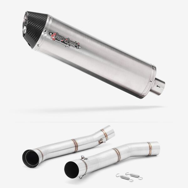 Lextek RP1 Gloss S/Steel Oval Exhaust 400mm with Link Pipe for KTM 690 Duke (12-15)