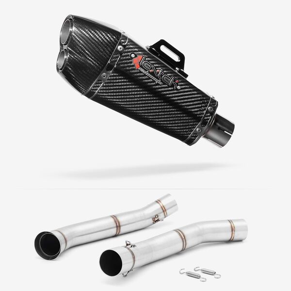 Lextek Carbon Fibre XP13C Exhaust 210mm with Link Pipe for KTM 690 Duke (12-15)