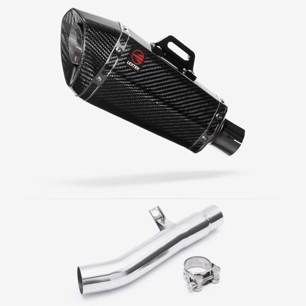 Lextek Carbon Fibre XP8C Exhaust 210mm with Link Pipe for Honda CBF600 F N (04-07)