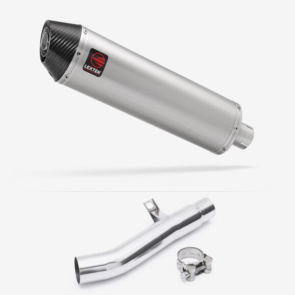 Lextek Brushed Stainless Steel RP1 400mm Exhaust with Link Pipe for Honda CBF600 F N (04-07)