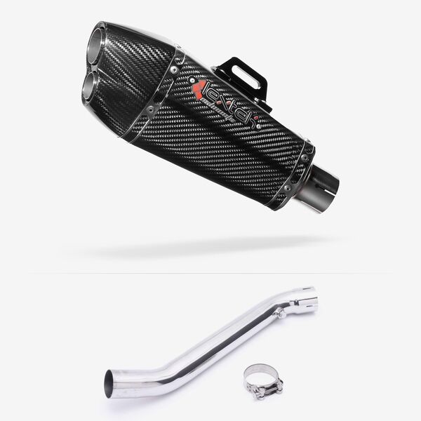 Lextek XP13C Carbon Fibre Exhaust 210mm with Link Pipe for Kawasaki ZX-10R Ninja (11-16)