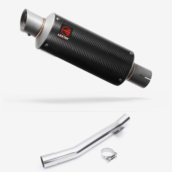Lextek Carbon Fibre GP8C GP Stubby Exhaust 240mm with Link Pipe for Suzuki GSF 600 Bandit (95-06)