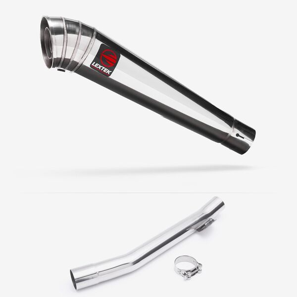 Lextek Stainless Steel MP4 Megaphone Exhaust 300mm with Link Pipe for Suzuki GSF 600 Bandit (95-06)