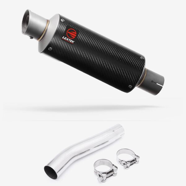 Lextek Carbon Fibre GP8C GP Stubby Exhaust 240mm with Link Pipe for Suzuki GSXR 600/750 (08-10)
