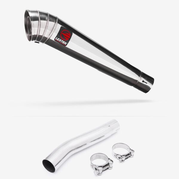 Lextek MP4 S/Steel Megaphone Exhaust 300mm with Link Pipe for Suzuki GSXR 600/750 (08-10)