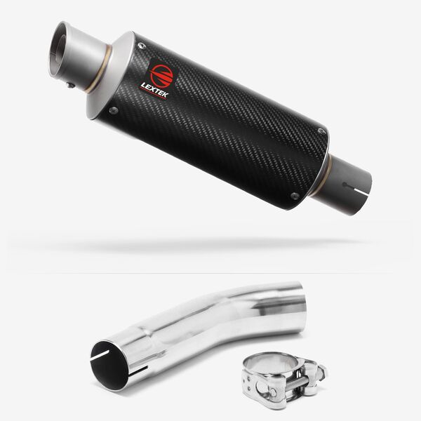 Lextek Carbon Fibre GP8C GP Stubby Exhaust 240mm with Link Pipe for Suzuki GSXR 600/750 (11- )
