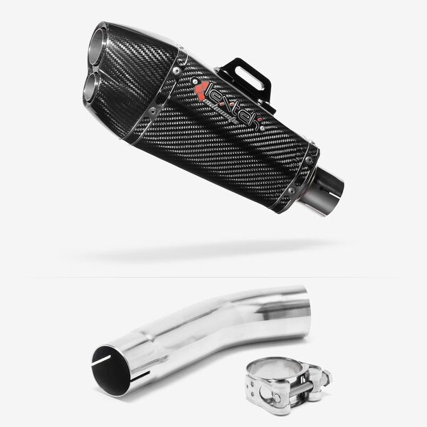 Lextek XP13C Carbon Fibre Exhaust 210mm with Link Pipe for Suzuki GSXR 600/750 (11- )