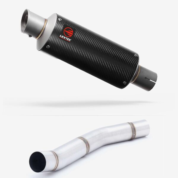 Lextek Carbon Fibre GP8C GP Stubby Exhaust 240mm with Link Pipe for Kawasaki Z750 (07-12)