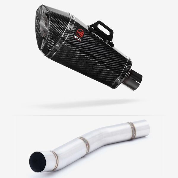 Lextek XP8C Carbon Fibre Exhaust 210mm with Link Pipe for Kawasaki Z750 (07-12)