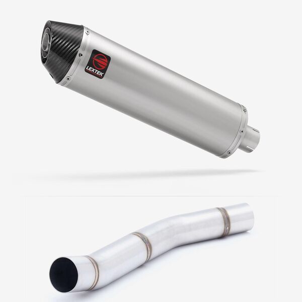 Lextek Brushed Stainless Steel RP1 400mm Exhaust with Link Pipe for Kawasaki Z750 (07-12)