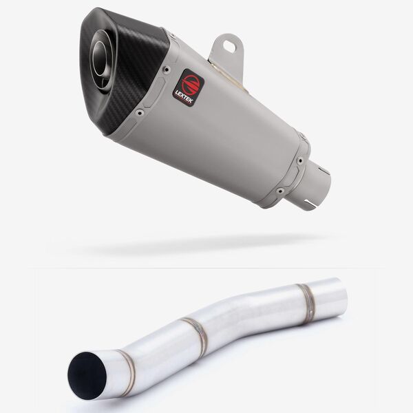 Lextek Matt Stainless Steel XP10 210mm Exhaust with Link Pipe for Kawasaki Z750 (07-12)