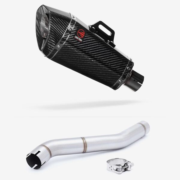 Lextek Carbon Fibre XP8C Exhaust 210mm with Link Pipe for Honda CBR600 F (87-90)