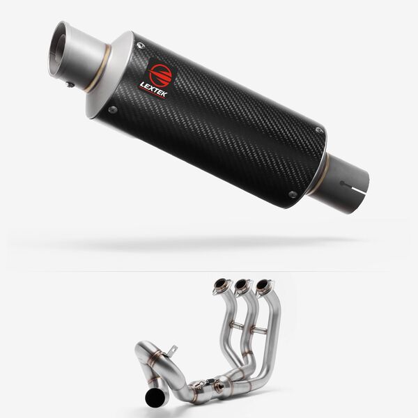 Lextek Carbon Fibre GP8C GP Stubby Exhaust System 240mm Low Level for Yamaha MT-09 (13-20)