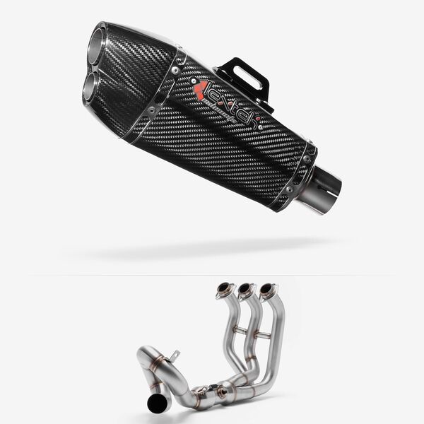 Lextek XP13C Carbon Fibre Exhaust System 210mm Low Level for Yamaha MT-09 (13-20)