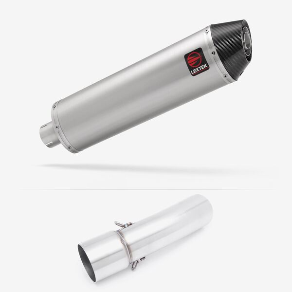 Lextek Brushed Stainless Steel RP1 400mm Exhaust with Link Pipe for BMW F800 GS (08-19) GT (13-19)