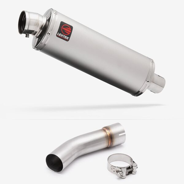 Lextek Stainless Steel OP1 Matt Exhaust 350mm with Link Pipe for Suzuki SV650 (03-15)