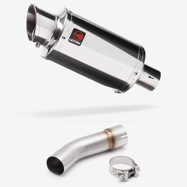 Lextek Stainless Steel YP4 Stubby Exhaust 200mm with Link Pipe for Suzuki SV650 (03-15)