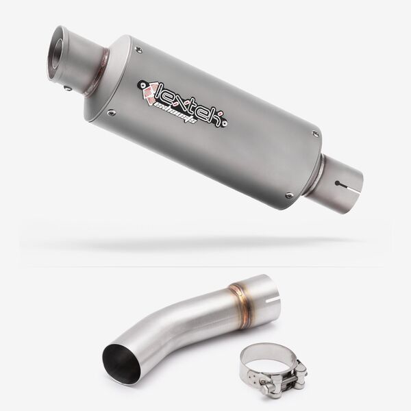 Lextek Stainless Steel GP1 Matt GP Stubby Exhaust 240mm with Link Pipe for Suzuki SV650 (03-15)