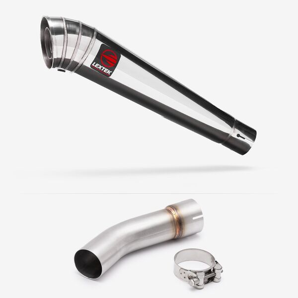 Lextek Polished Stainless Steel MP4 300mm Exhaust with Link Pipe for Suzuki SV650 (03-15)