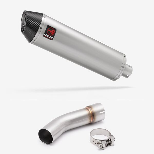 Lextek Brushed Stainless Steel RP1 400mm Exhaust with Link Pipe for Suzuki SV650 (03-15)