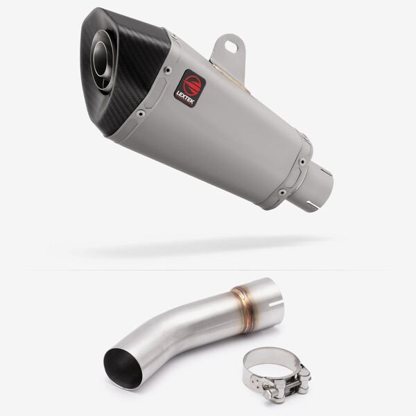 Lextek Matt Stainless Steel XP10 210mm Exhaust with Link Pipe for Suzuki SV650 (03-15)