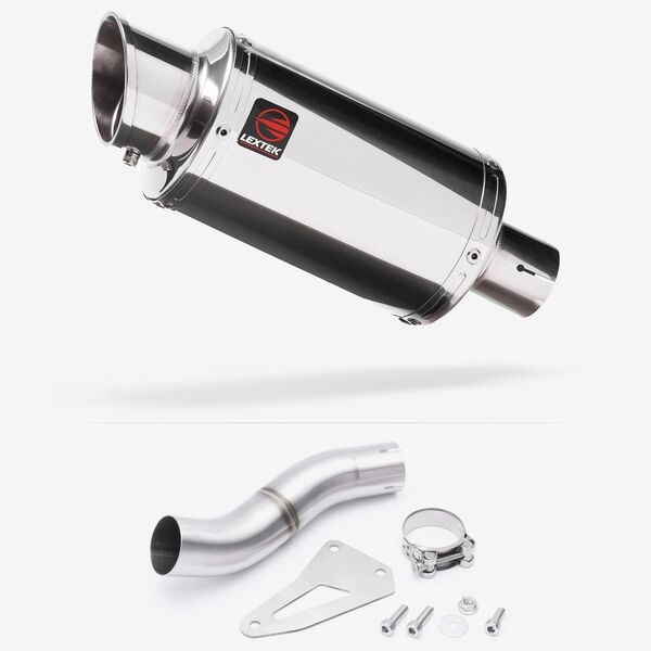 Lextek Stainless Steel YP4 Stubby Exhaust 200mm Low Level with Link Pipe